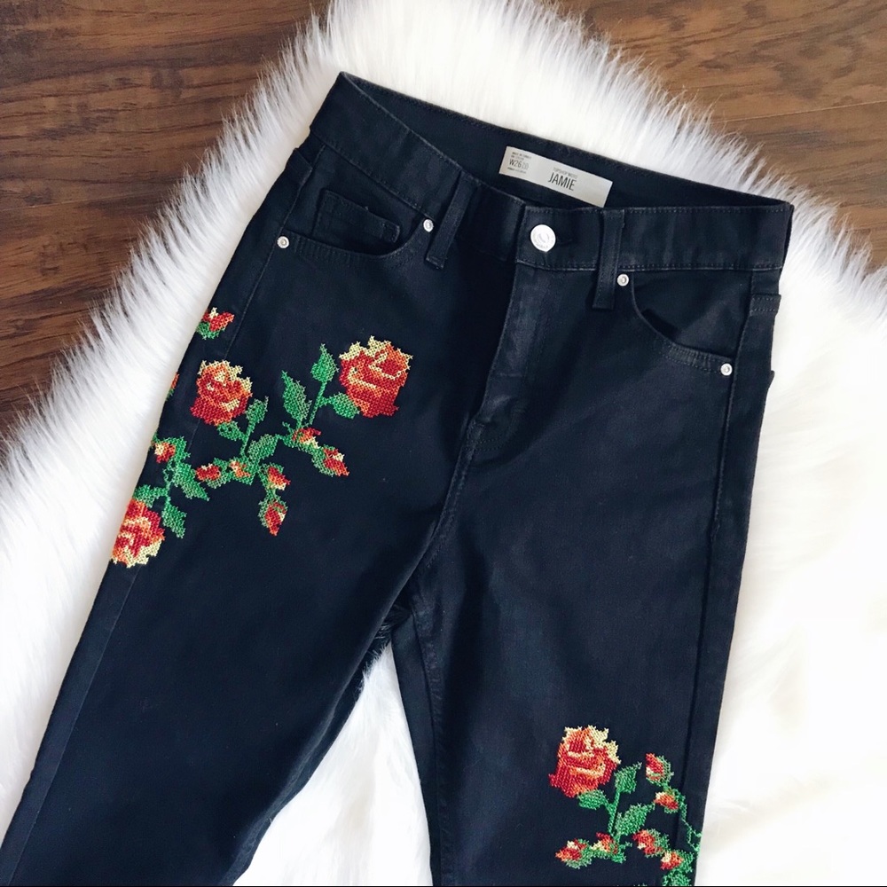 🌟SALE🌟TOPSHOP Jamie Embroidered Jeans - Picture 7 of 8